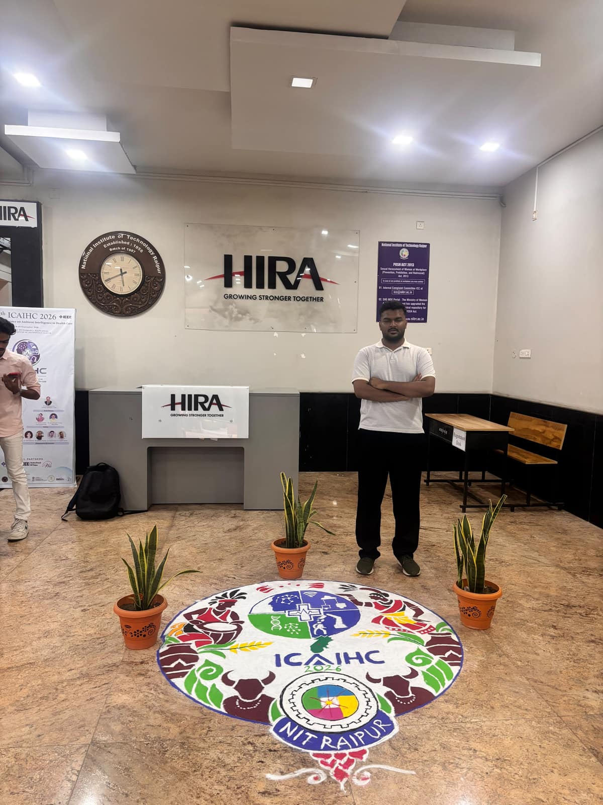 Aman Chandra H at the ICAIHC 2026 venue, NIT Raipur